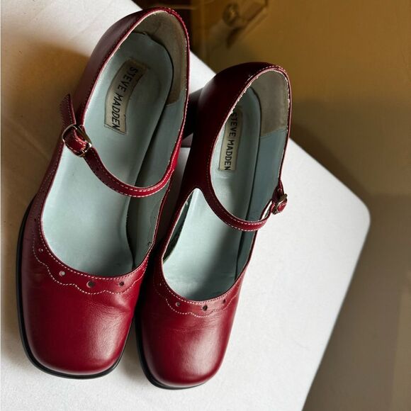 Steve Madden Red Mary Jane Heels - Picture 1 of 8